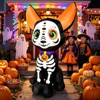 1.5m Inflable Halloween Esqueleto Perro Catrina Decoración