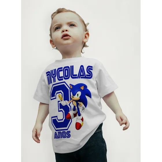 Camiseta Camisa Infantil Sonic Relâmpago Filme Geek Nome #2