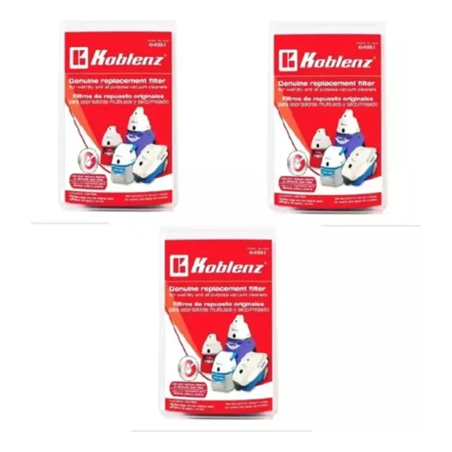 3 Filtros De Repuesto Koblenz 45-0389-2 Para Aspiradora