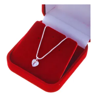 Colar Feminino Coração Ponto Luz Prata 925+caixinha Presente Colar Feminino Coração Ponto Luz Prata 925+caixinha Presente