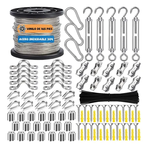 50m Steel Tensioner Cable Kit Resistente Para Exteriores