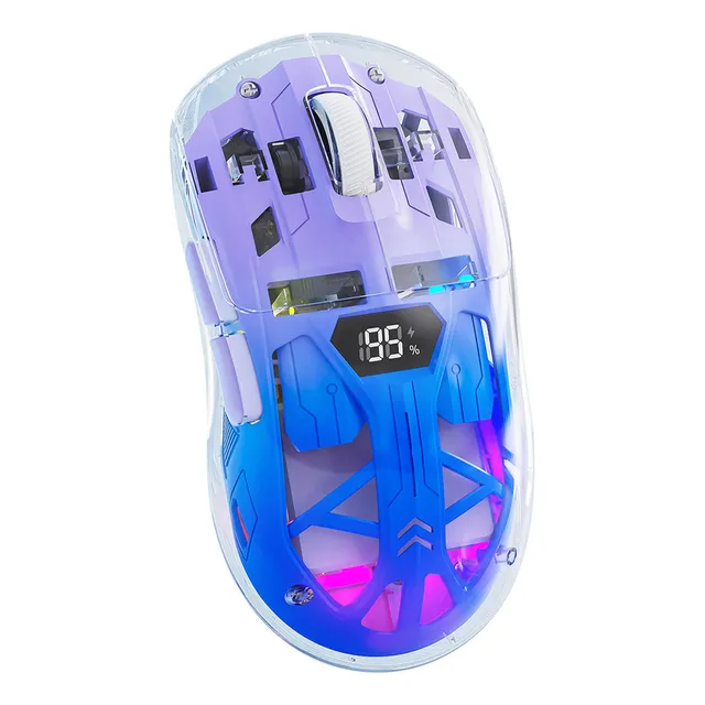 Free Wolf Ratón Modo Dual Inalámbrico Rgb A2 Mouse Púrpura