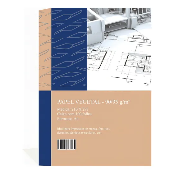Papel Vegetal 90/95 A4 210x297mm Mares 100 Un - Artesanato
