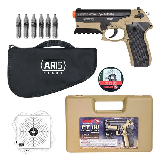 Pistola Gamo Pt80 Desert Attack Chumbinho 4.5mm +co2 +maleta