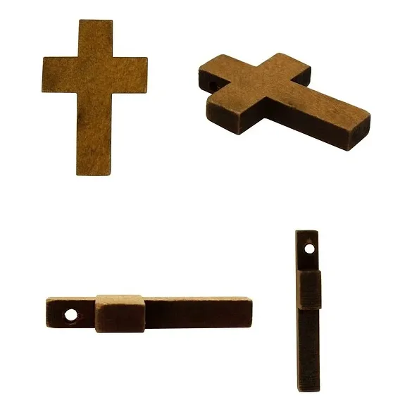 Mini Dijes Apliques Madera 15x15mm Virgen Ángel Cruz