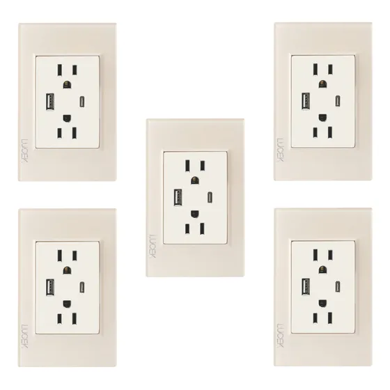 Paquete 5 Placas Duplex Y Entrada Usb Y Usb C Lucek Colors Hueso