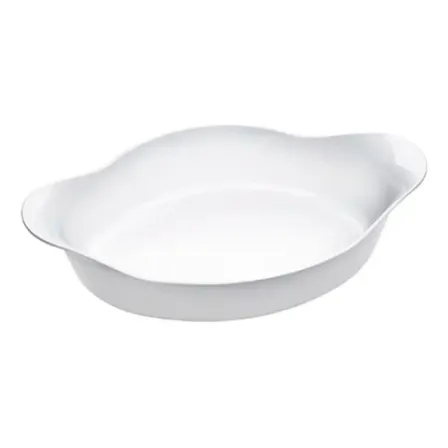 Assadeira de vidro Oval Opaline Branca Marinex 1.4 Lts