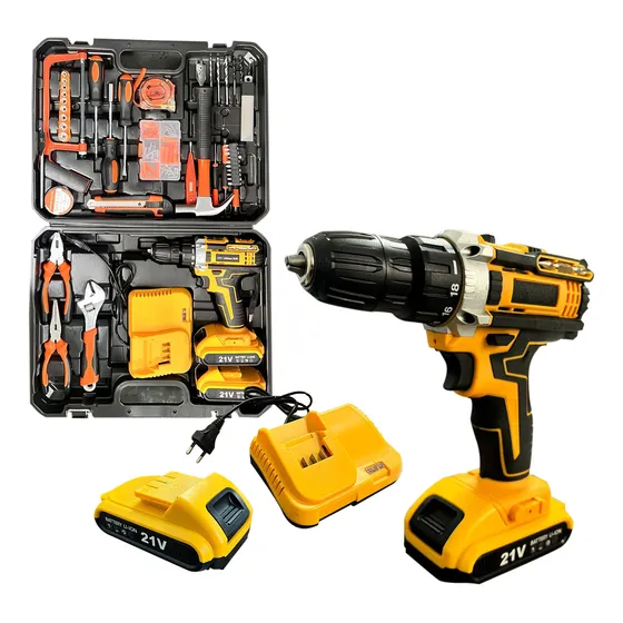 Kit Parafusadeira 21v Com 2 Baterias Maleta Chave De Fenda