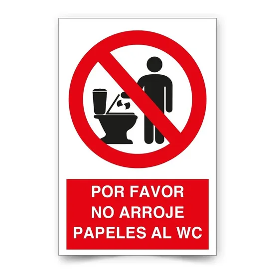 Señal Por Favor No Arrojar Papeles Al Wc 30x20cm Trovicel