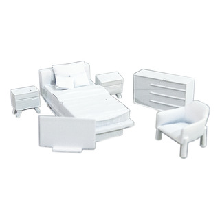 Muebles Para Maqueta, Set Recámara Individual, Escala 1:50 Muebles Para Maqueta, Set Recámara Individual, Escala 1:50