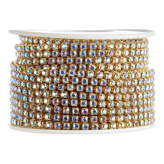 Rollo Strass De Vidrio Engarzado Continuo Ss12 3mm X 9 Mts