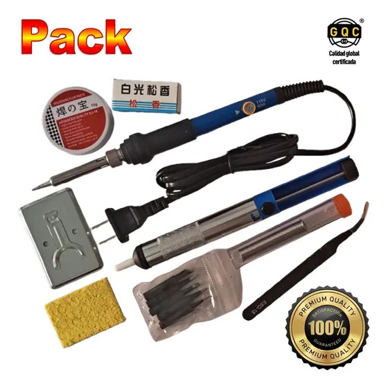 Pack Equipo De Soldar Cautín Estaño Succionador Flux Rosin