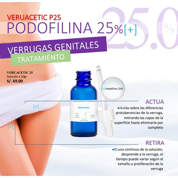 Veruacetic P25 - Verrugas Genitales - Podofilina Al 25%