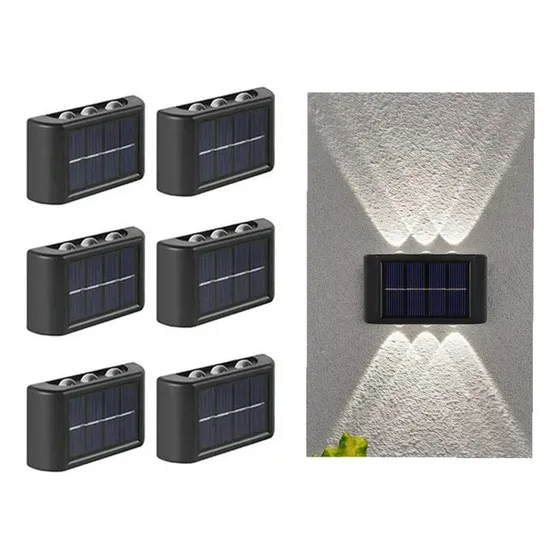 Pack 6 Foco Muro 6 Led Aplique Solar Exterior Jardin