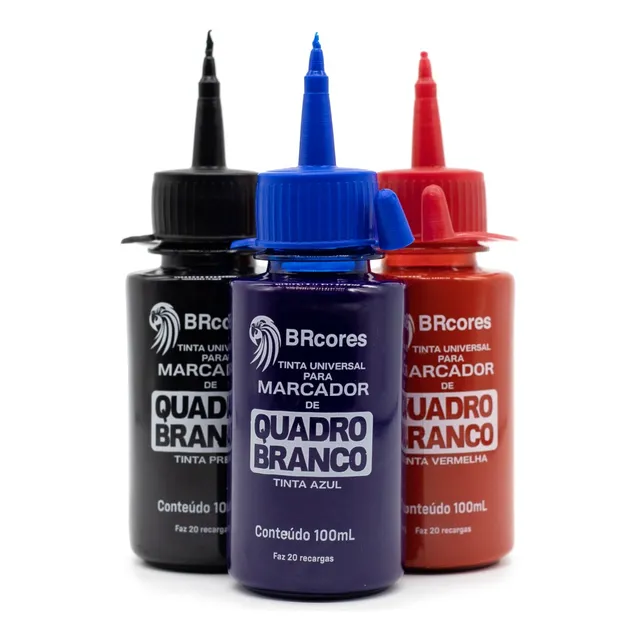 Tinta Pincel Marcador Quadro Branco 100ml  Kit - 03 Unid.