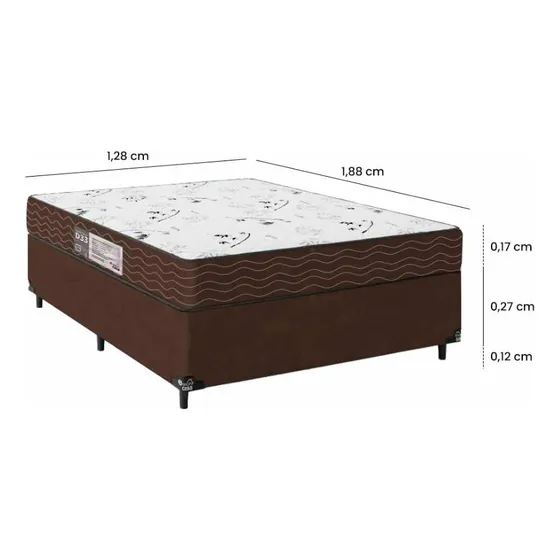 Cama Box Viúva + Colchão D33 One Face - Suede Marrom