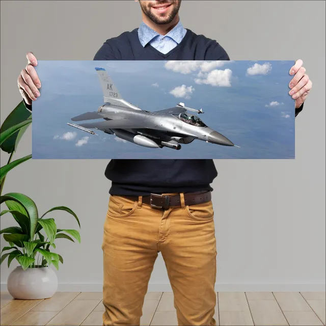 Cuadro Grande 30x80 Cm Avion F16 Fighting Falcon 254378