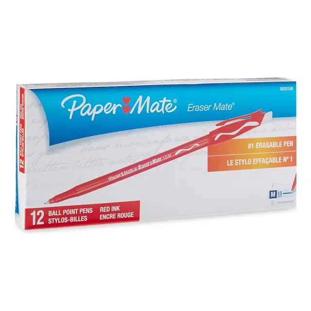 Papel Mate Erasermate Pluma Borrable, Punto Medio, Rojo,