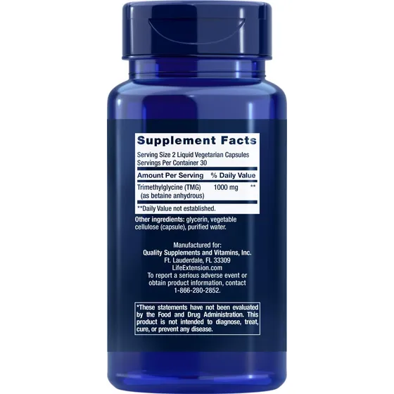 Life Extension Tmg Cápsulas Vegetarianas Líquidas, 500 Mg,