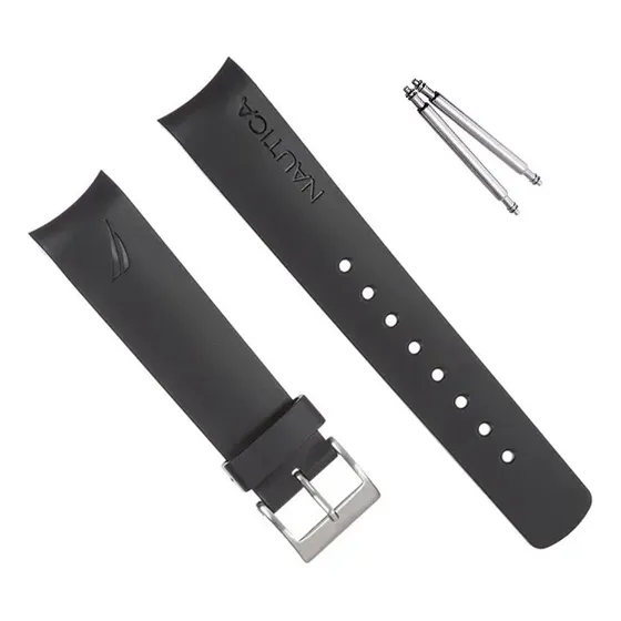 Poolsy Pulseira Borracha Compatível Com Relógio Nautica N14538g Cor Preto
