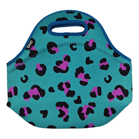 Lunchera De Neopreno Brio Bolso Térmico Bebida Comida C/ Asa Animal Print Verde