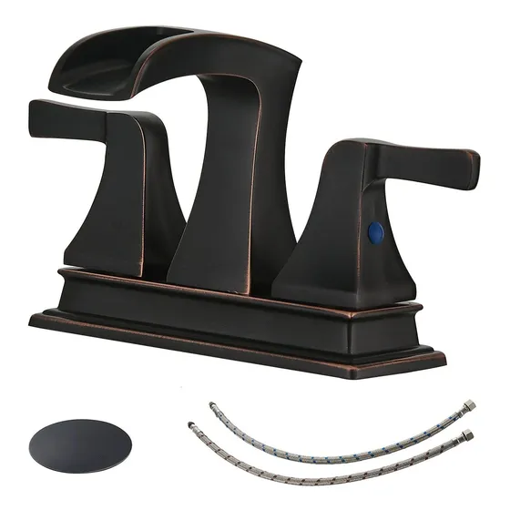 Bwe Grifo Baño Cascada Bronce 2 Manija Desagüe Desplegable