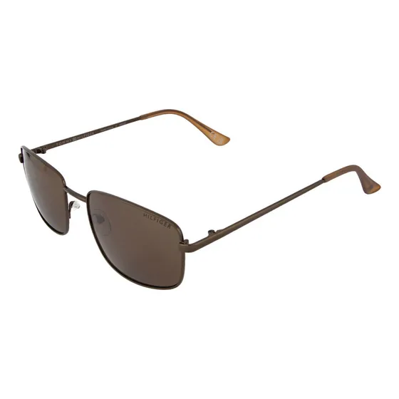 Gafas T.Hilfiger Gris Metal Rectangular con Lentes Marrón y Protección UV para Hombre
