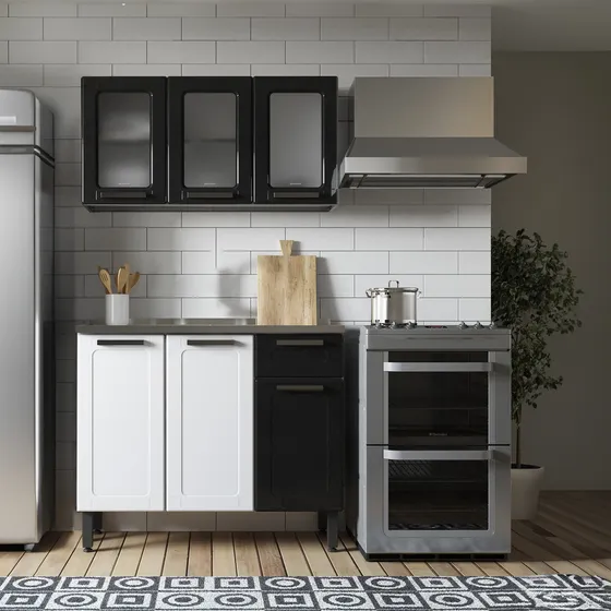 Cocina Integral Simply En Acero 105cm Lavaplatos Izquierdo Color Negro