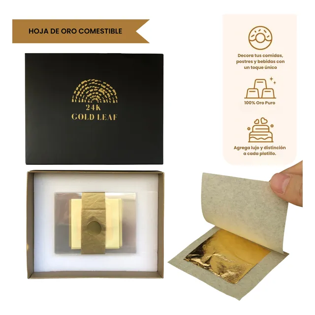 15 Láminas Oro Genuino Comestible 24 K Gastronomía Belleza