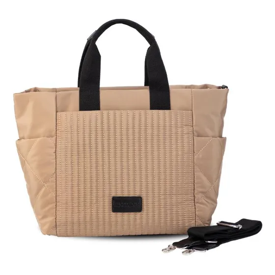 Cartera Estilo Bolso Capitoneada Incluye Correa Lincolns Topo