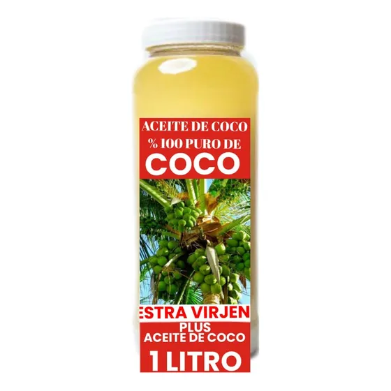 Aceite De Coco 1 Litro Virgen Orgánico Con Olor Y Sabor