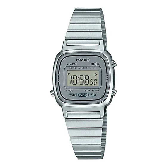 Reloj Casio La670wa-7d Plateado Bisel Gris