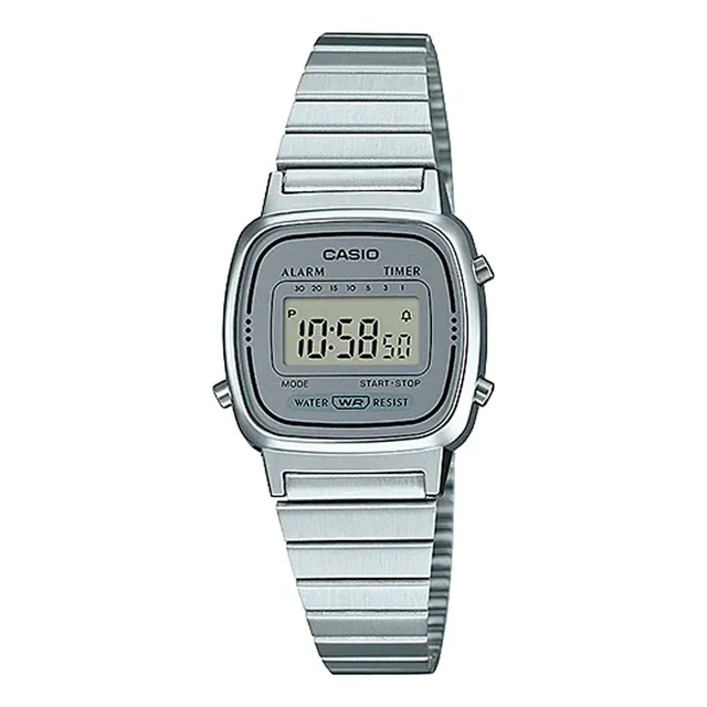 Reloj Casio La670wa-7d Plateado Bisel Gris