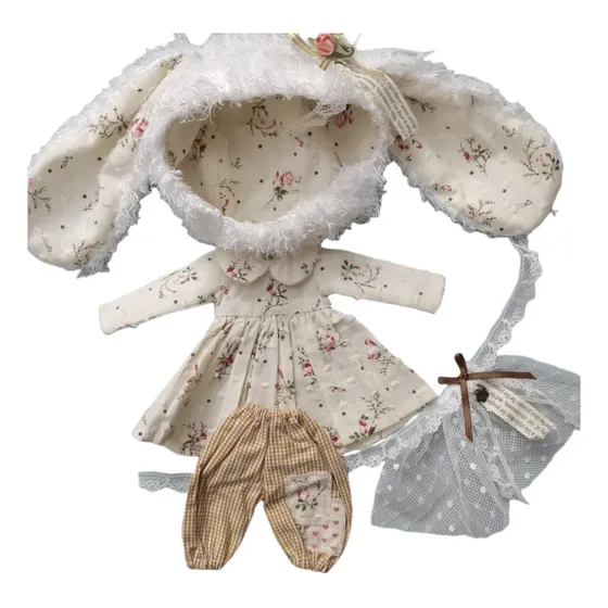 Conjunto De Vestido Floral Beige - Tela Pequeña 0b22 0b24 -