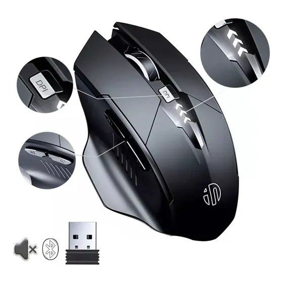 Mouse Sem Fio Bluetooth Recarregável  Gamer Ergonômico 2.4g