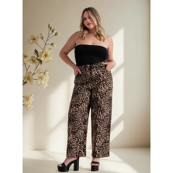 Pantalon Wide Leg Tiro Alto | Talles Grandes | Teis Moda