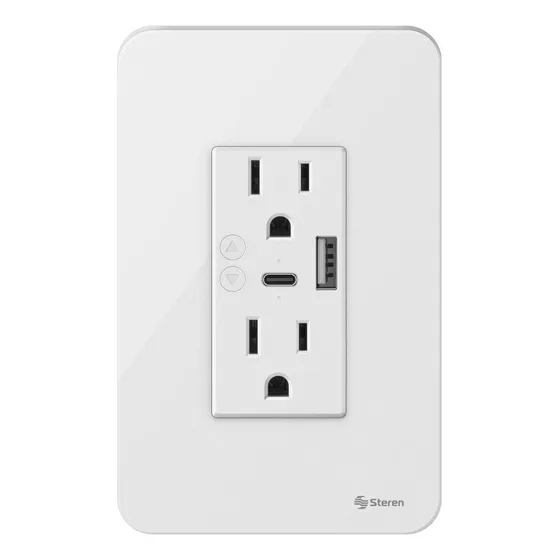 Doble Contacto Wi-fi* Y Cargador Usb / Usb C, Con Placa Para
