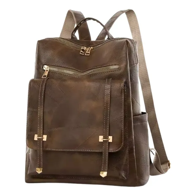 Mochila Feminina Estilosa Resistente Passeio Viagem Multiuso Cor Cáqui Desenho Do Tecido Lisa