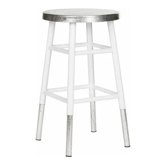 Kenzie 24 Silver Dipped Taburete Metal Blanco Plateado