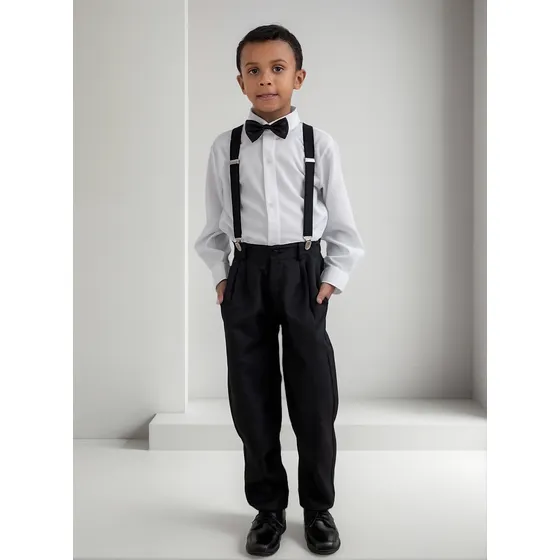 Conjunto Social Infantil Suspensório Gravata Borboleta