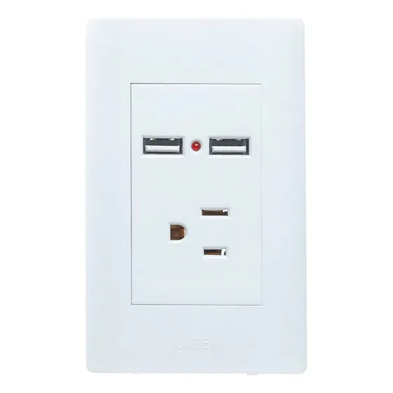 Placa Con 2 Puertos Usb Y 1 Contacto Marca Lucek Color Blanco