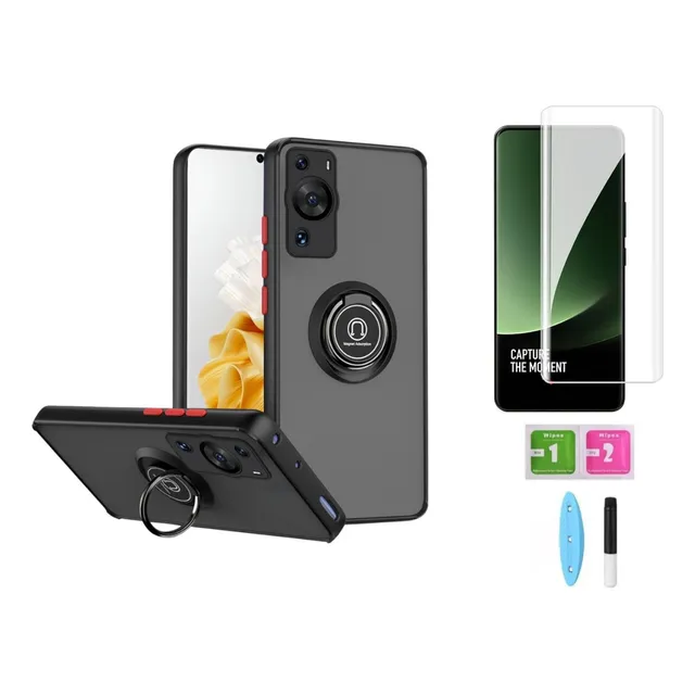 Case Funda Hardness Ring Para Huawei P60 Pro + Mica Uv