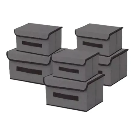 6 Unidades Cajas Organizadoras De Tela Plegables Con Tapas