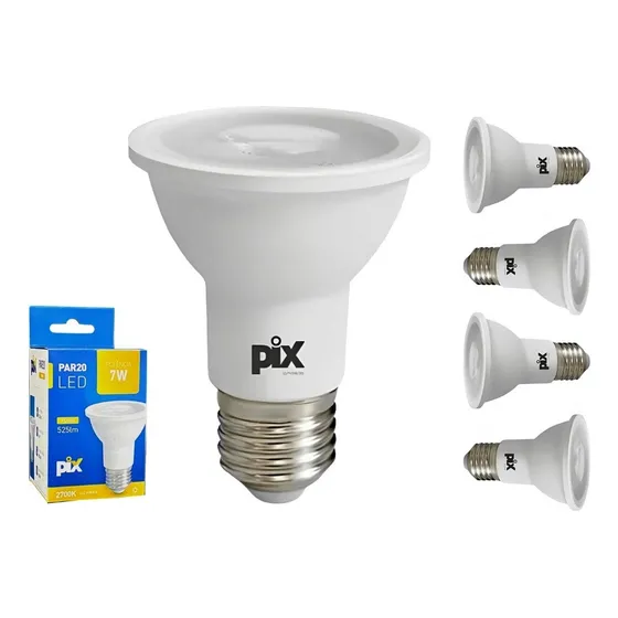 Kit 6 Lâmpada Led Par 20 7w 2700k 4000k 6500k E27 127/220V Luz Branco-quente