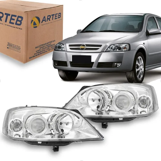 Par Farol Gm Astra 03/11 Com Motor De Regulagem