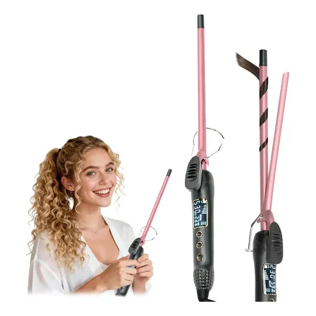 Modelador de Cachos BrisaBras 9mm Cerâmica Revestimento LCD 230°C Rosa Bivolt Duplo