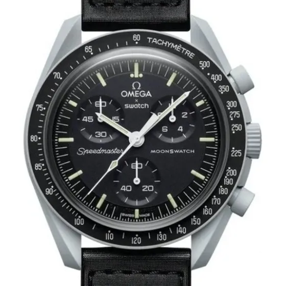Reloj pulsera Omega x Swatch Mission to the Moon con correa de velcro color negro