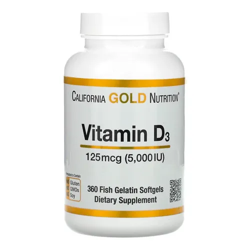 Vitamina D3 125 mcg 5.000 UI 360 cápsulas blandas California Gold
