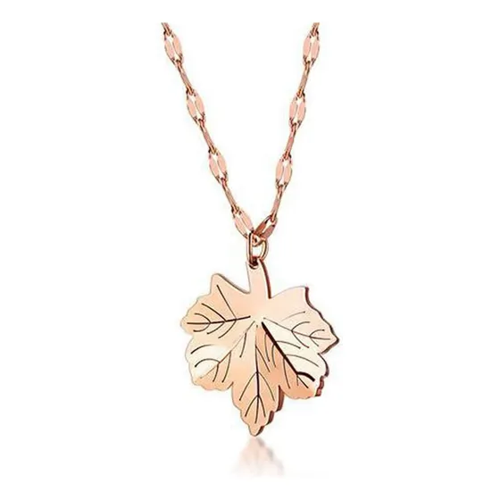 Collar Hoja De Maple Arce Otoño Chapado En Oro Rosa De 18k Cadena Joyería Otoñal Hoja Seca Regalo Mujer Mamá Novia Moda
