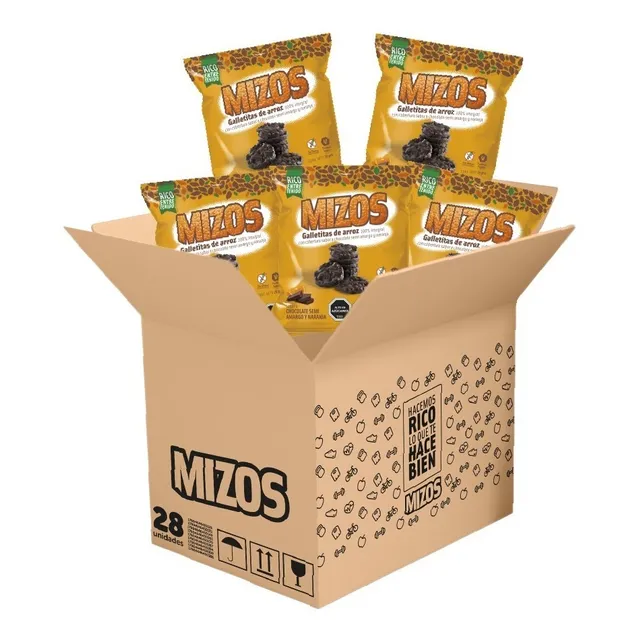 Galleta Arroz Integral Mizos Chocolate Naranja 25 Gr - 28 Un